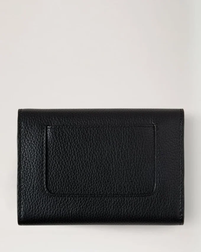 Press Stud Wallet Black Small Classic Grain Women Press Stud Wallet Black Small Classic Grain Women