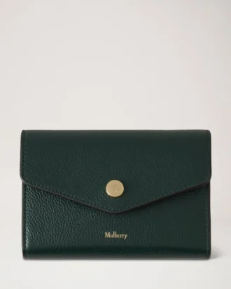 Press Stud Wallet Mulberry Green Small Classic Grain