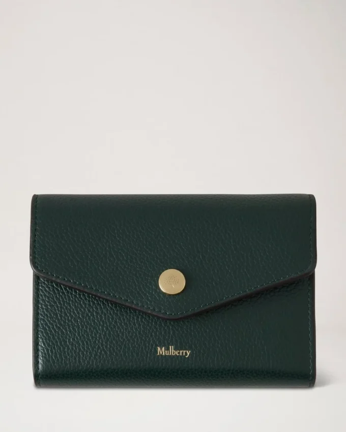Press Stud Wallet Mulberry Green Small Classic Grain Press Stud Wallet Mulberry Green Small Classic Grain