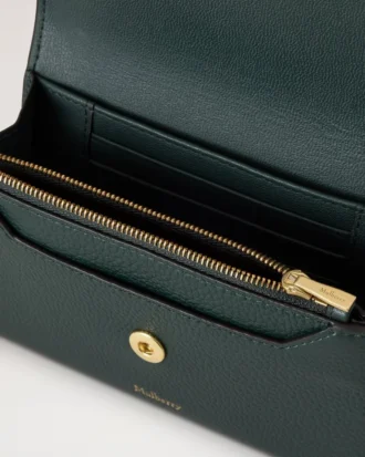 Press Stud Wallet Mulberry Green Small Classic Grain