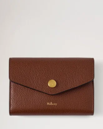 Press Stud Wallet Oak Two-Tone Small Classic Grain