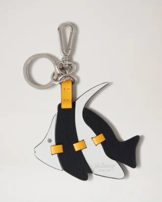 Puzzle Keyring – Angel Fish Black, White & Double Yellow Mixed Material