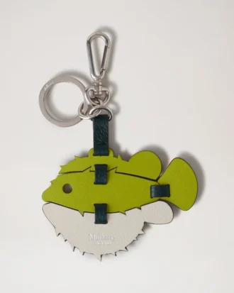 Puzzle Keyring – Puffer Fish Acid Green, Mulberry Green & Chalk Mixed Material