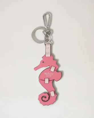 Puzzle Keyring – Seahorse Geranium Pink & Powder Rose Silky Calf