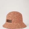 Raffia Bucket Hat Coral Orange & Chalk 100% Paper Raffia