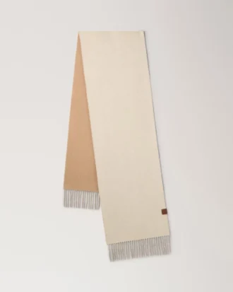 Reversible Cashmere Bi-Colour Scarf Eggshell & Camel Cashmere