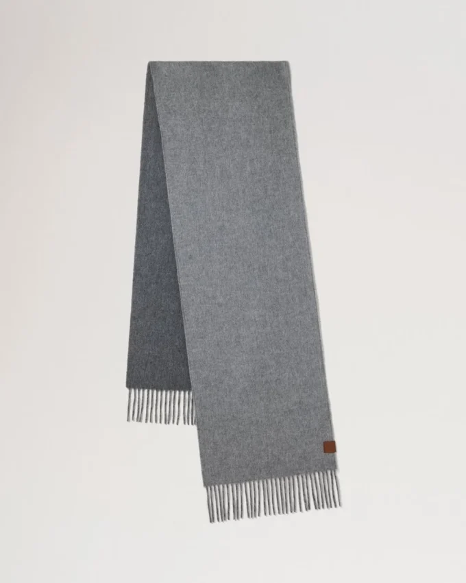 Reversible Cashmere Bi-Colour Scarf Grey Melange & Dark Grey Cashmere