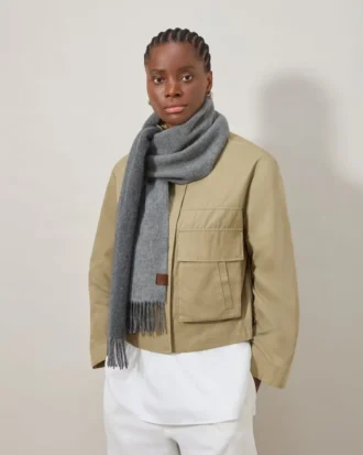 Reversible Cashmere Bi-Colour Scarf Grey Melange & Dark Grey Cashmere