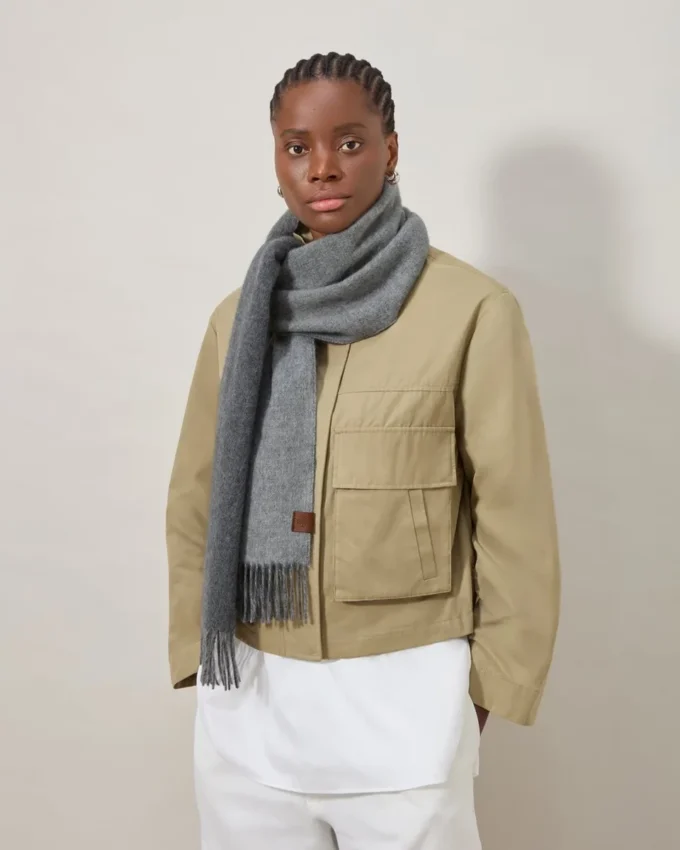 Reversible Cashmere Bi-Colour Scarf Grey Melange & Dark Grey Cashmere