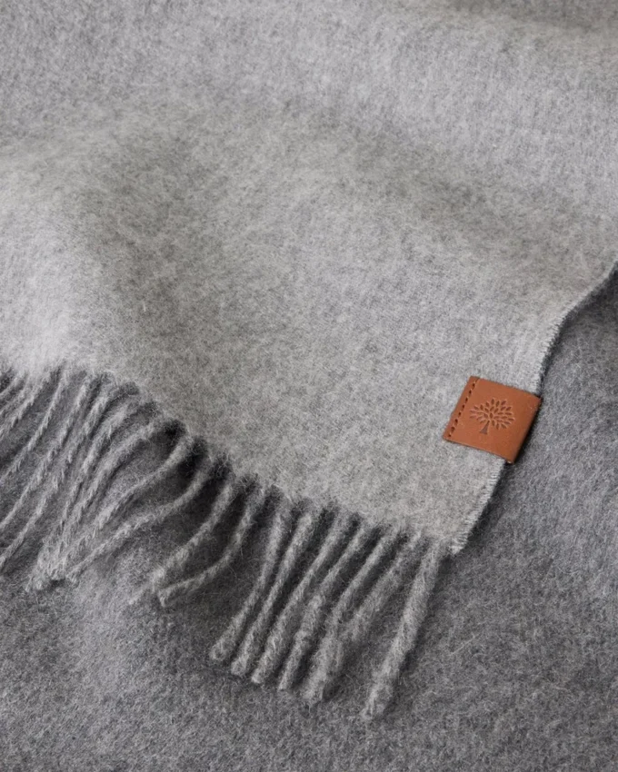 Reversible Cashmere Bi-Colour Scarf Grey Melange & Dark Grey Cashmere