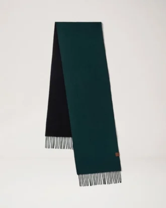 Reversible Cashmere Bi-Colour Scarf Mulberry Green & Black Cashmere