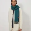 Reversible Cashmere Bi-Colour Scarf Mulberry Green & Black Cashmere