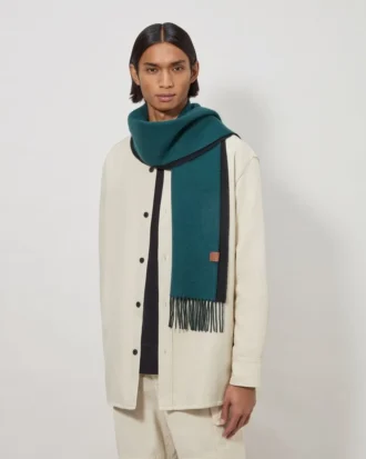 Reversible Cashmere Bi-Colour Scarf Mulberry Green & Black Cashmere