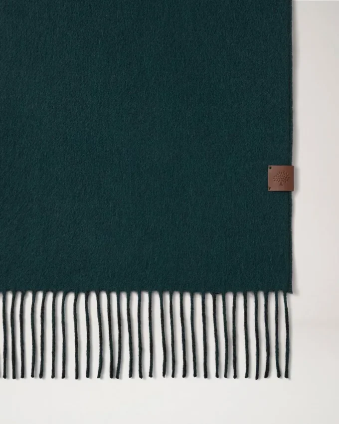 Reversible Cashmere Bi-Colour Scarf Mulberry Green & Black Cashmere