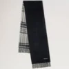 Reversible Cashmere Check Scarf Black & Eggshell Cashmere Reversible Cashmere Check Scarf Black & Eggshell Cashmere