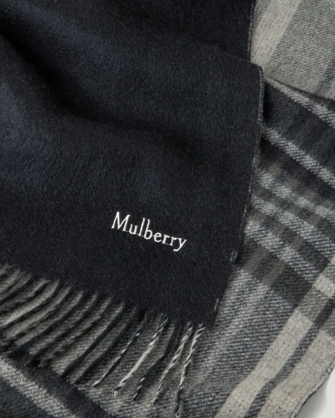 Reversible Cashmere Check Scarf Black & Eggshell Cashmere Reversible Cashmere Check Scarf Black & Eggshell Cashmere