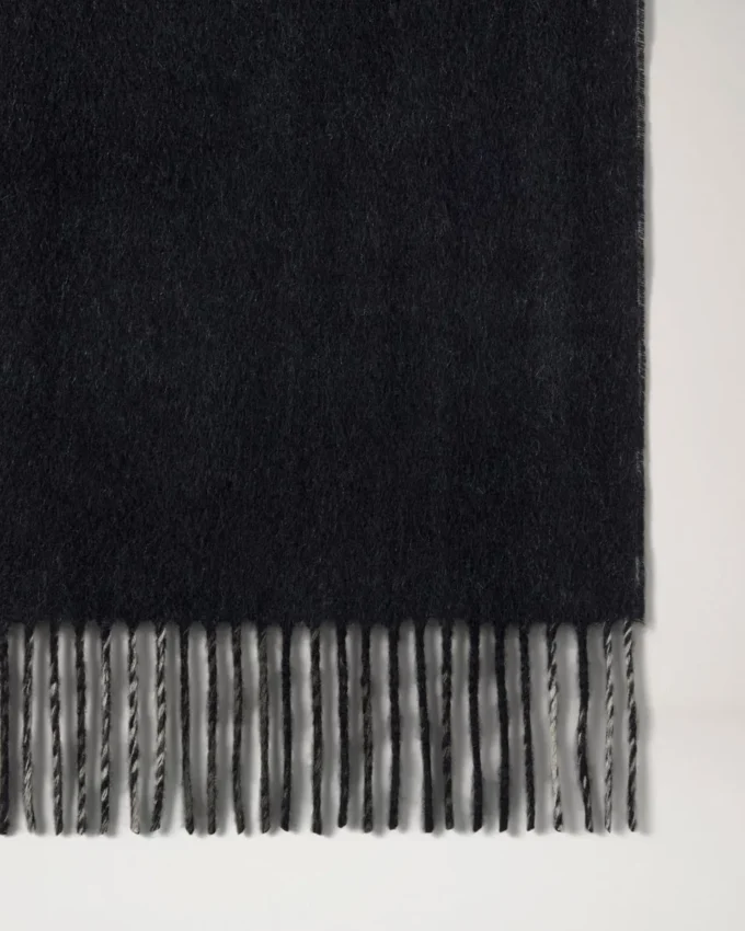Reversible Cashmere Check Scarf Black & Eggshell Cashmere Reversible Cashmere Check Scarf Black & Eggshell Cashmere