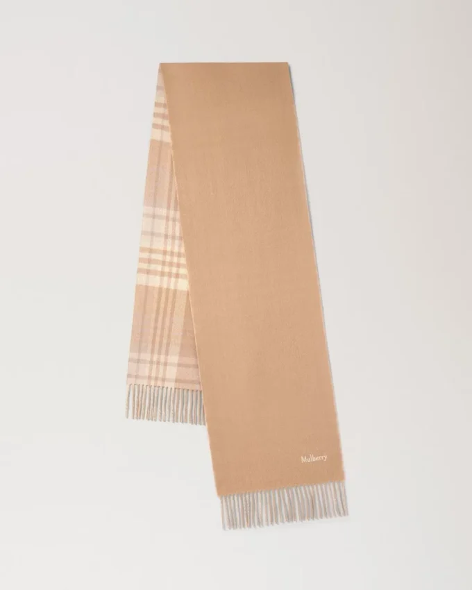 Reversible Cashmere Check Scarf Camel & Maple Cashmere Reversible Cashmere Check Scarf Camel & Maple Cashmere