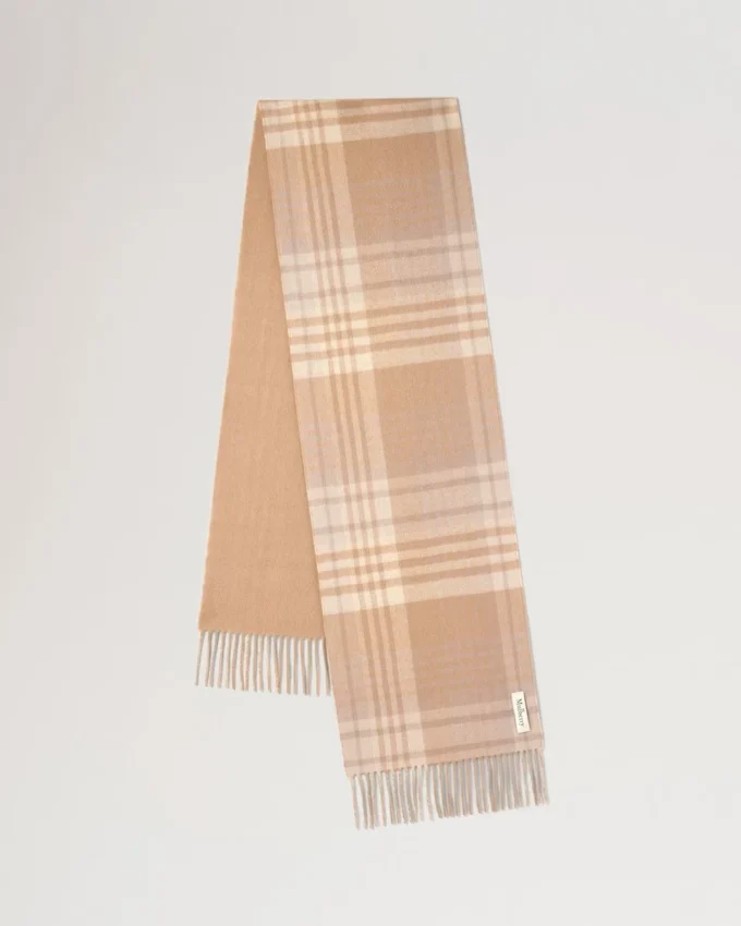 Reversible Cashmere Check Scarf Camel & Maple Cashmere Reversible Cashmere Check Scarf Camel & Maple Cashmere