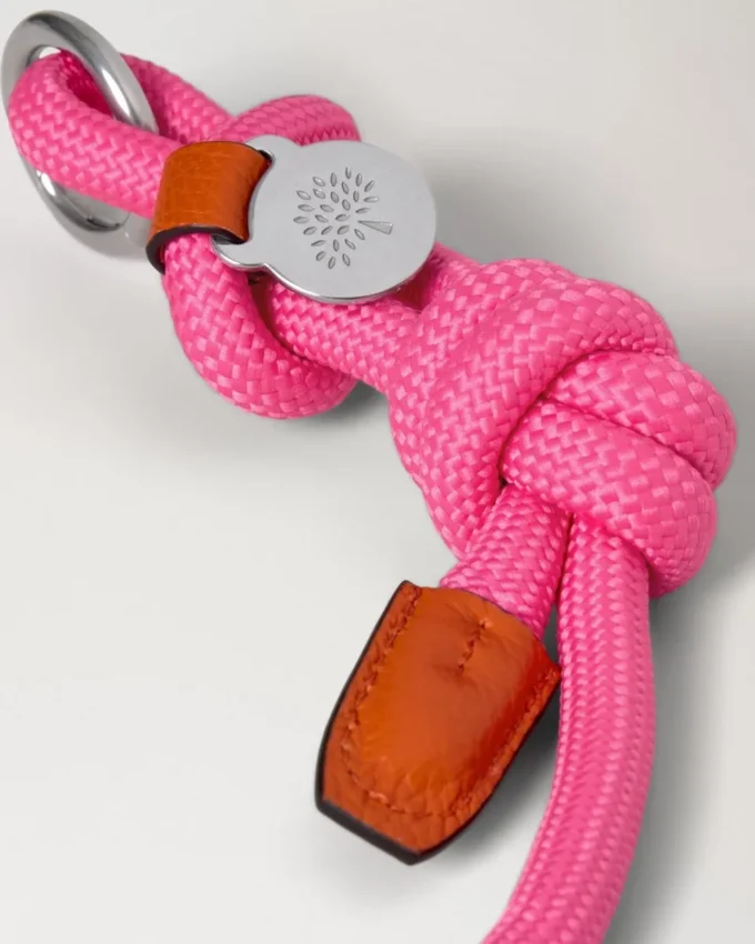 Rope Keyring Dark Pink & Coral Orange Mixed Material Rope Keyring Dark Pink & Coral Orange Mixed Material