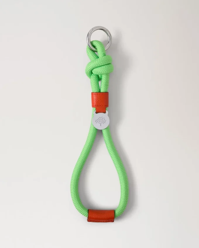 Rope Keyring Green & Coral Orange Mixed Material Rope Keyring Green & Coral Orange Mixed Material
