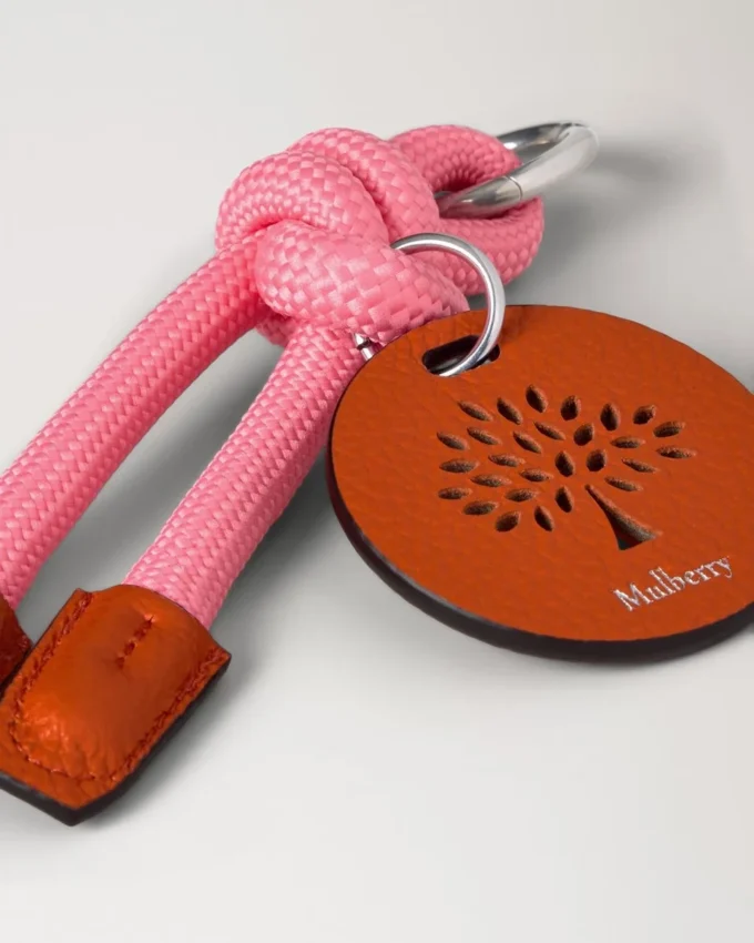 Rope Keyring Pink & Coral Orange Mixed Material Rope Keyring Pink & Coral Orange Mixed Material