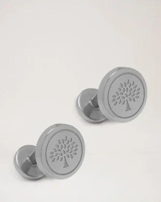 Round Tree Cufflinks Silver Metal Women Round Tree Cufflinks Silver Metal Women