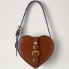 Roxanne Mini Heart Bag Oak & Pigment Blue Smooth Glossy Leather Roxanne Mini Heart Bag Oak & Pigment Blue Smooth Glossy Leather
