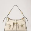 Roxanne Shoulder Bag Eggshell High Shine Leather