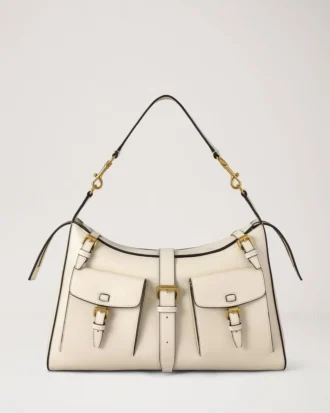 Roxanne Shoulder Bag Eggshell High Shine Leather