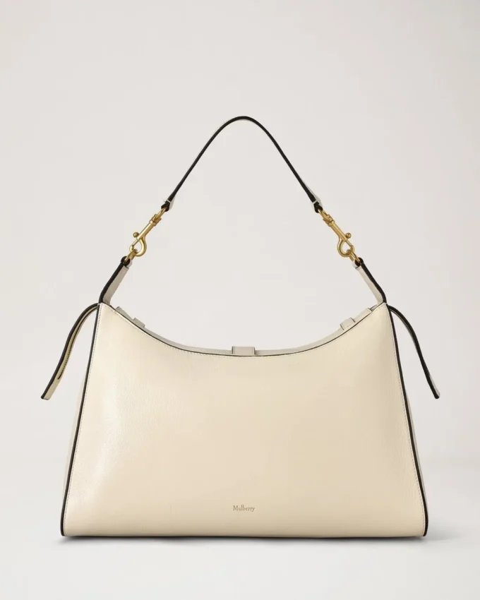 Roxanne Shoulder Bag Eggshell High Shine Leather