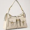 Roxanne Shoulder Bag Eggshell High Shine Leather