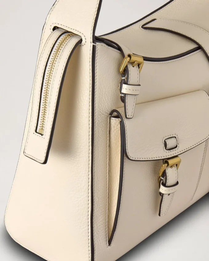 Roxanne Shoulder Bag Eggshell High Shine Leather