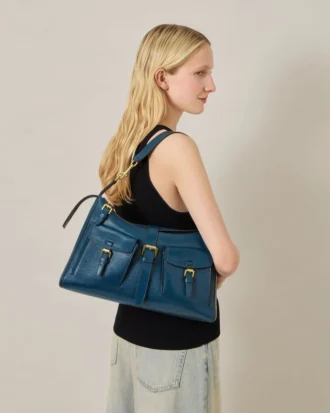 Roxanne Shoulder Bag out of the Blue High Shine Leather