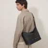 Rye Messenger Black Supple Calf Men Rye Messenger Black Supple Calf Men