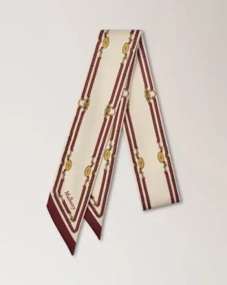 Skinny Scarf – Belted Border Cream Recycled Polyester