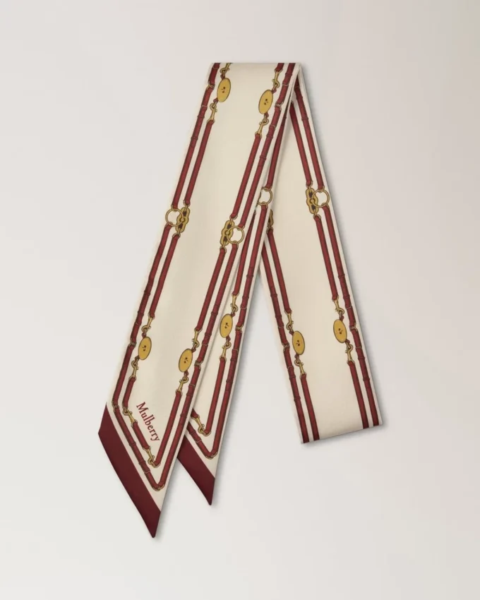 Skinny Scarf – Belted Border Cream Recycled Polyester
