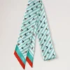 Skinny Scarf – Feather Lure Marina Blue & Coral Orange Recycled Polyester