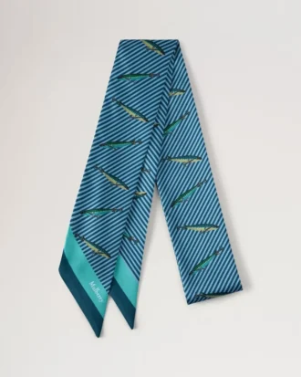 Skinny Scarf – Fishing Lure Marina Blue Recycled Polyester