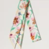 Skinny Scarf – Graphic Floral Linen Green & Buttermilk Recycled Polyester