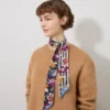 Skinny Scarf – Graphic Floral Night Sky & Orchid Bloom Recycled Polyester Skinny Scarf – Graphic Floral Night Sky & Orchid Bloom Recycled Polyester