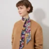 Skinny Scarf – Graphic Floral Night Sky & Orchid Bloom Recycled Polyester Skinny Scarf – Graphic Floral Night Sky & Orchid Bloom Recycled Polyester