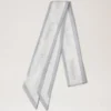 Skinny Scarf – Logo Border Pale Grey-White Recycled Polyester Skinny Scarf – Logo Border Pale Grey-White Recycled Polyester