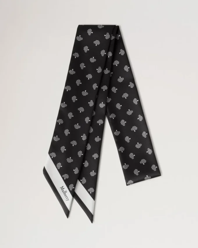 Skinny Scarf – Mulberry Tree Black Recycled Polyester Skinny Scarf – Mulberry Tree Black Recycled Polyester