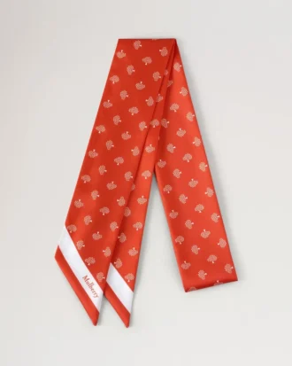 Skinny Scarf – Mulberry Tree Coral Orange Recycled Polyester