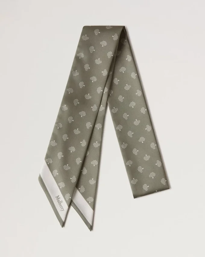 Skinny Scarf – Mulberry Tree Linen Green Recycled Polyester