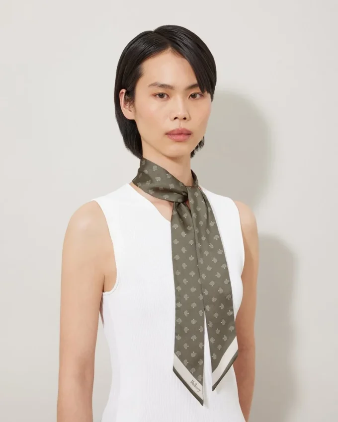 Skinny Scarf – Mulberry Tree Linen Green Recycled Polyester