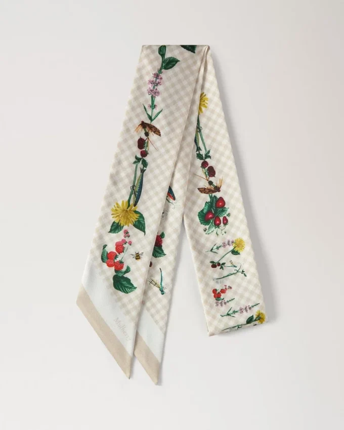 Skinny Scarf – Riverside Floral Eggshell Recycled Polyester Skinny Scarf – Riverside Floral Eggshell Recycled Polyester