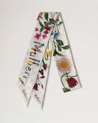 Skinny Scarf – Wild Floral Eggshell Recycled Polyester