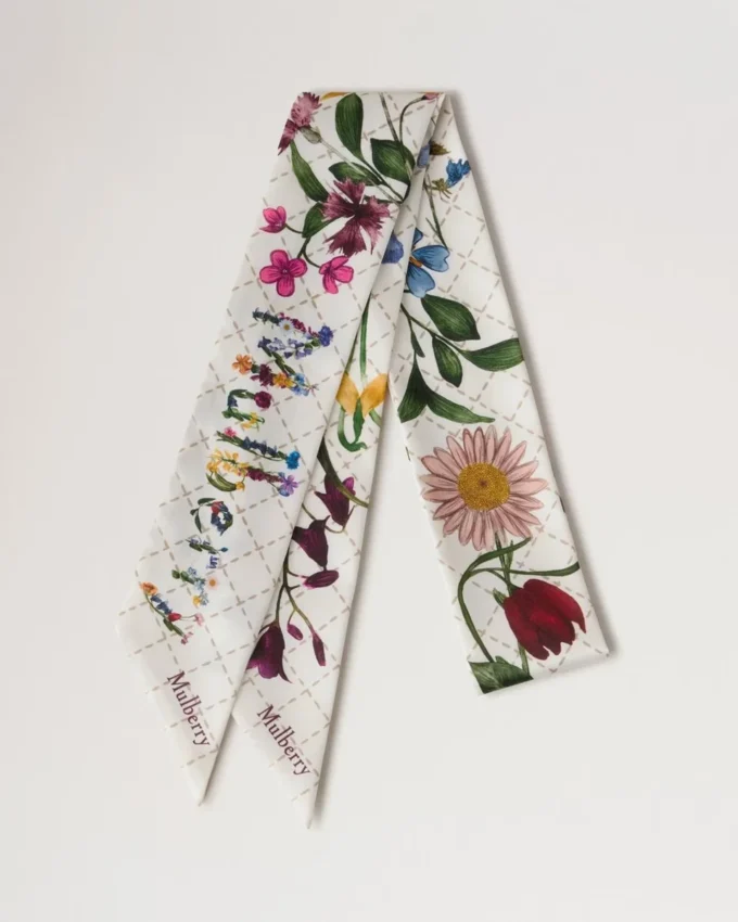 Skinny Scarf – Wild Floral Eggshell Recycled Polyester Skinny Scarf – Wild Floral Eggshell Recycled Polyester
